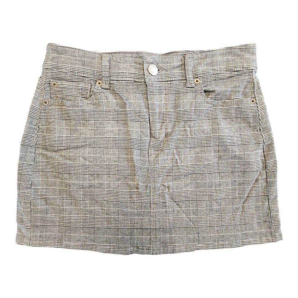 American Eagle Skirt Womens Size 4 Black White Plaid Hi Rise Mini Super‎ Stretch
